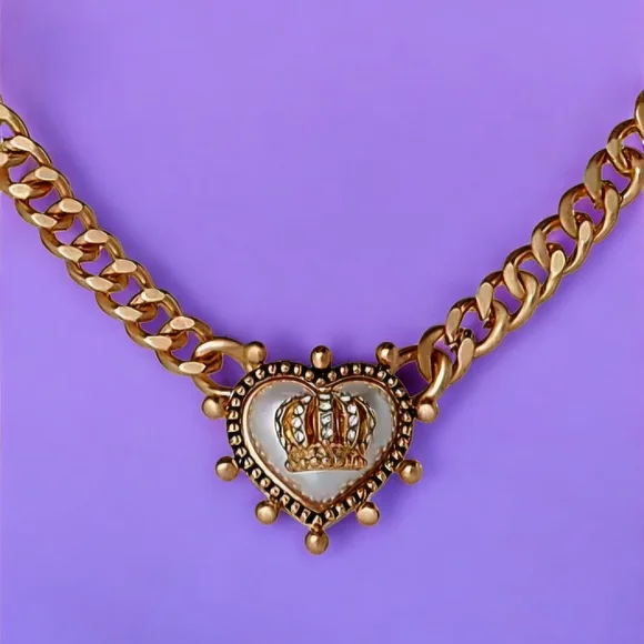 NEW Juicy Couture Gold Crown Heart Necklace 18 Inches New With Tags - Picture 4 of 6
